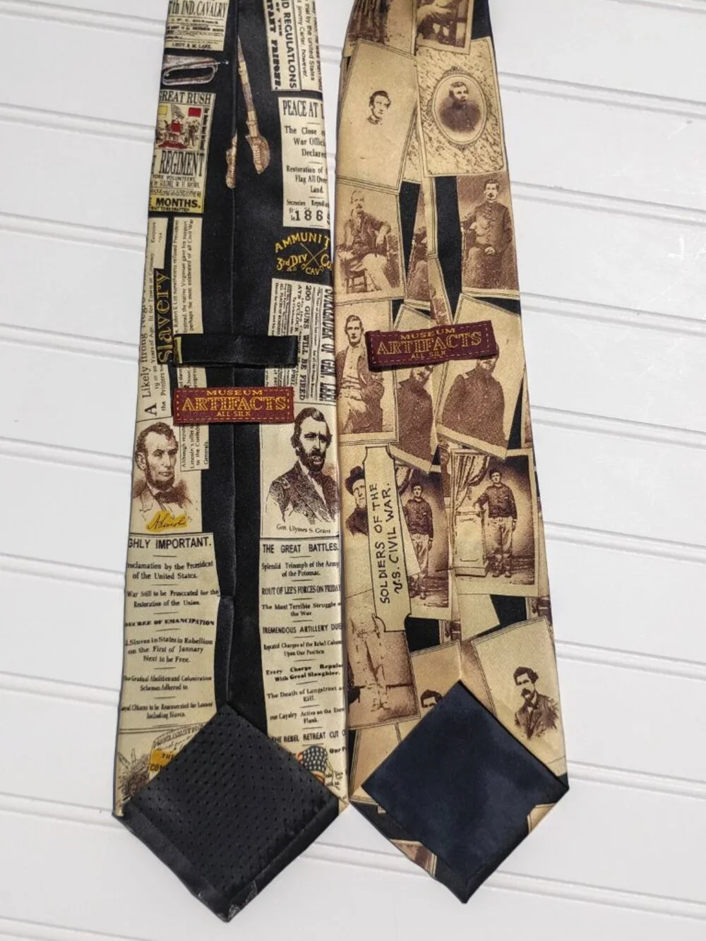 Vintage Museum Artifacts Neckties Civil War Soldiers Handmade Silk Tie CSA